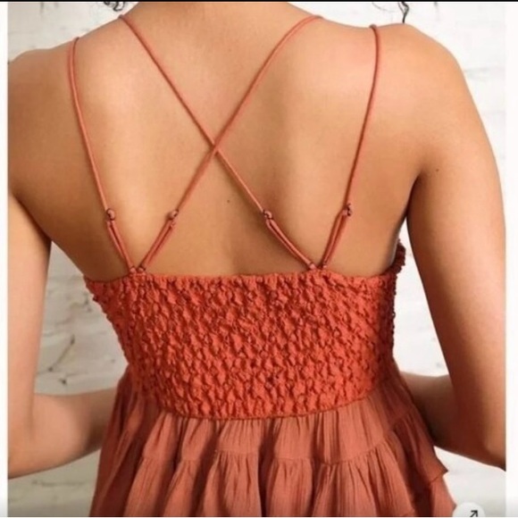 NWT Free People Gorgeous Lace & Ruffle Adella Top Orange - XS - Picture 2 of 5